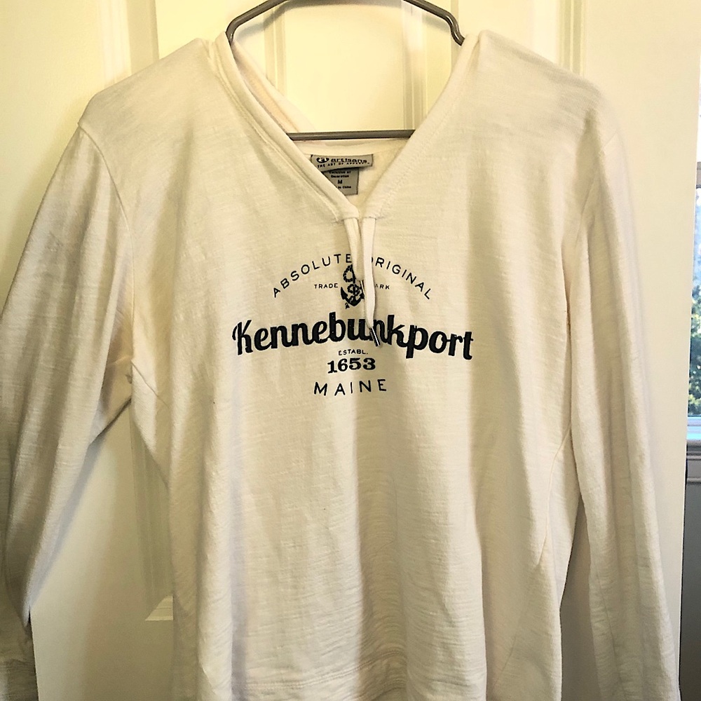 White Long sleeve sweatshirt; Kennebunkport, Maine